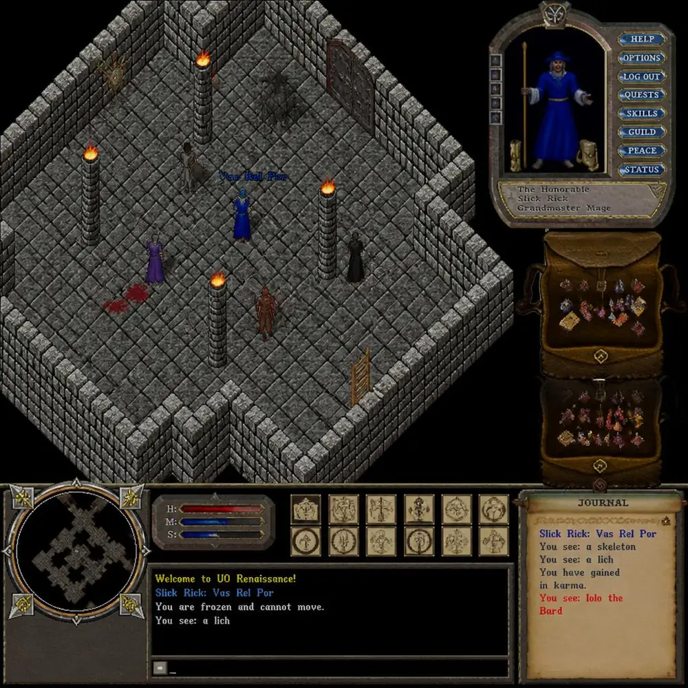 Visual isométrico clássico do cliente de Ultima Online